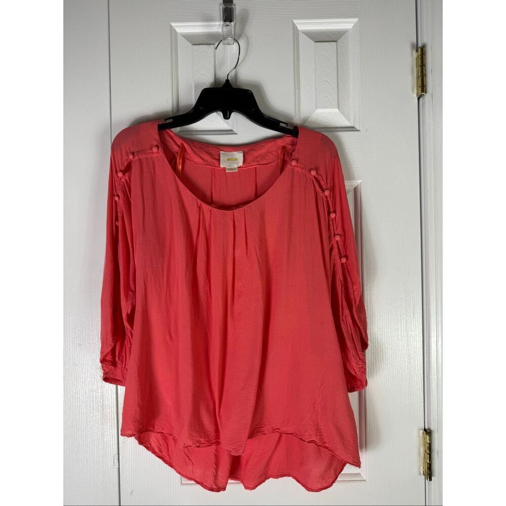 Maeve Womens 3/4 Sleeve Silk Blouse Size Small